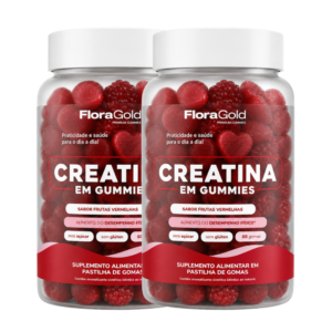 Duo creatina sabor frutas vermelhas 60 gomas cada
